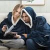 Snuggie hoodie blanket oversize filttröja mörkblå