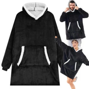 Snuggie Hoodie Blanket Oversize Filttröja Svart