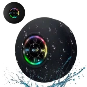 Vattentät Duschhögtalare med RGB LED - Bluetooth Högtalare med Sugkopp Svart
