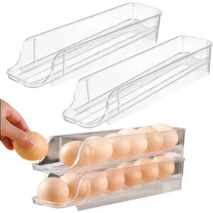 2-Pack Äggdispenser för Kylskåp | Ägglåda för 14 Ägg Transparent