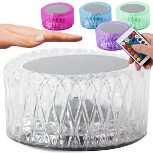 Uppladdningsbar Kristall Bordslampa Touch LED RGB med USB och Fjärrkontroll