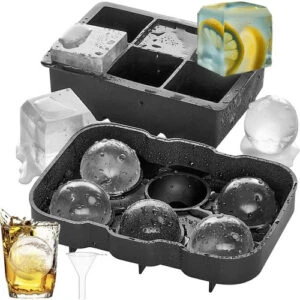 2-Pack Stapelbara Silikonformar för Isbollar och Kuber XXL Stora Isbitar