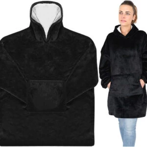 XXL Sweatshirt Filt - Svart, Varm & Mysig Oversize Tröja