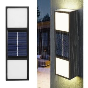 2-Pack Solcellslampa för Fasad | Solcell Vägg- och Fasadbelysning Utomhus Svart