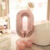 Stor stående sifferballong set | roséguld metallic nummer 0 110cm