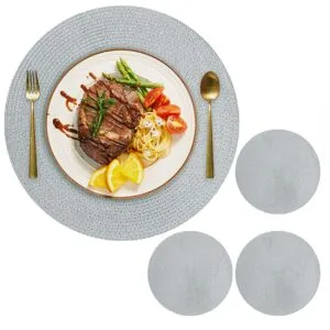 4-Pack Flätade Runda Bordstabletter Grå 38cm