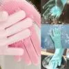 Diskhandskar i silikon | skrubbhandskar med diskborste