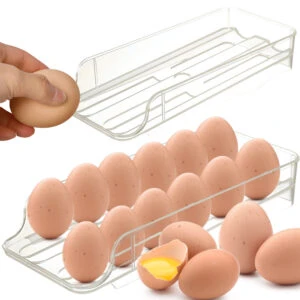 Stapelbar Äggdispenser för Kylskåp | Ägglåda för 14 Ägg Transparent