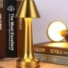 Retro uppladdningsbar bordslampa i metall dimbar guld