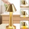 Retro uppladdningsbar bordslampa i metall dimbar guld