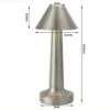 Retro uppladdningsbar bordslampa i metall dimbar silver