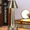 Retro uppladdningsbar bordslampa i metall dimbar silver