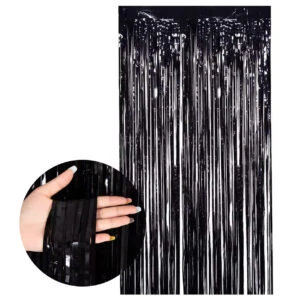 Svart Metallic Glitterdraperi för Fest Födelsedag