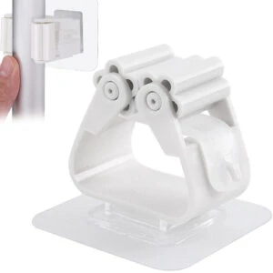 Självhäftande Kvasthållare Vit – Väggmonterad Redskapshållare för Skaftmopp