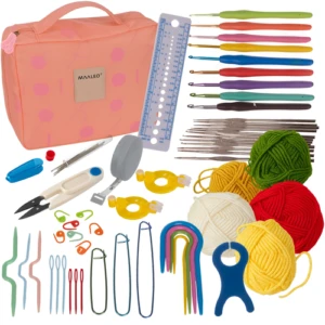 Virkset 58 Delar | Virknålset med Garn och Tillbehör