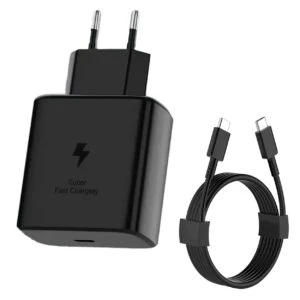 25W USB C Snabbladdare med 1m Typ C-kabel – Kompatibel med Samsung Galaxy, iPhone och iPad (USB-C) Svart