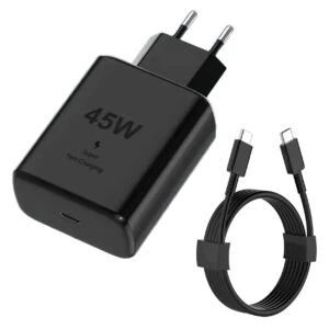 45W USB-C GaN Snabbladdare med 1m Kabel för Samsung, iPhone, iPad & Android Svart