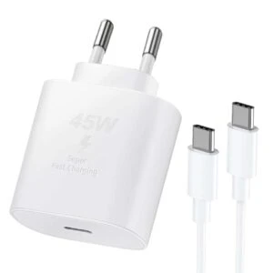 45W USB-C GaN Snabbladdare med 1m Kabel för Samsung, iPhone, iPad & Android Vit