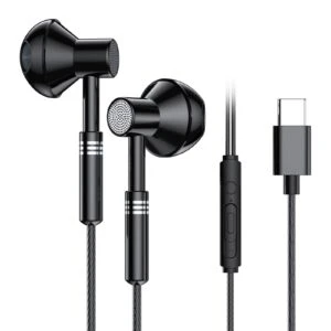 USB-C In-Ear Hörlurar med Sladd DAC Svart