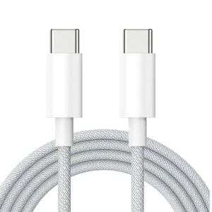 Tålig Flätad 60W USB-C Laddkabel 2m, Vit