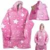 Oversize Filttröja Pläd med Ärmar och Luva Snuggie Rosa