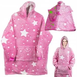 Oversize Filttröja Pläd med Ärmar och Luva Snuggie Rosa