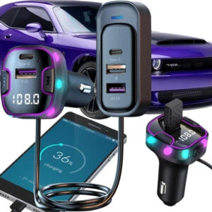 Trådlös Bluetooth FM-sändare med Baksätesladdare för Bilen
