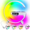 3-i-1 Trådlös Laddare med RGB Lampa, Digital Väckarklocka och Termometer