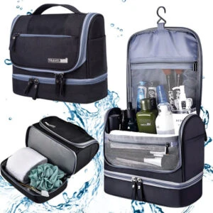 Stor Vattentät Resenecessär med Krok - Unisex, Svart