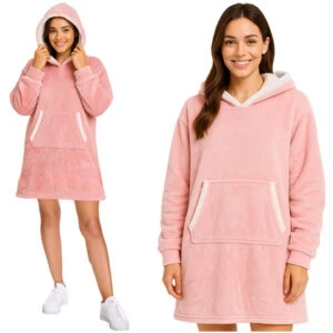 Oversize Hoodie Filt med Ärmar Rosa