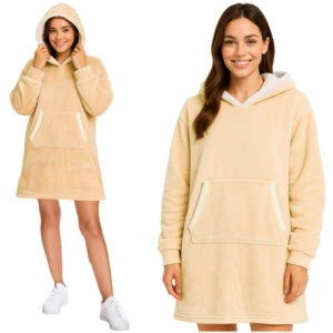 Oversize Hoodie Filt med Ärmar Beige