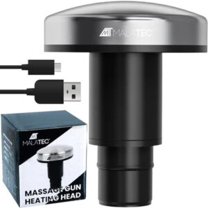 Värmande massagehuvud för massagepistol – 3 värmelägen upp till 61 °C, USB-C laddning och universalfäste 18 mm