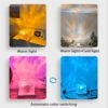 Norrsken nattlampa led rgb 16 färger 360 projektor med vattenvågor
