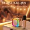 Uppladdningsbar trådlös karaokemaskin med 2 mikrofoner rgb led och röstförvrängning